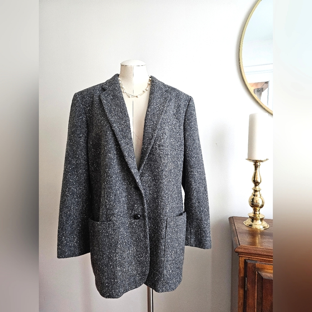 Vintage 90s Lauren Ralph Lauren Wool Tweed Oversized Boyfriend Blazer